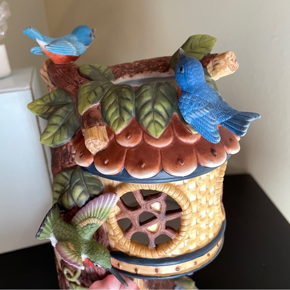 PARTYLITE Porcelain Tealight Candle Holder Tree Top Inn Bird Birdhouse NEW BOX - Picture 3 of 11